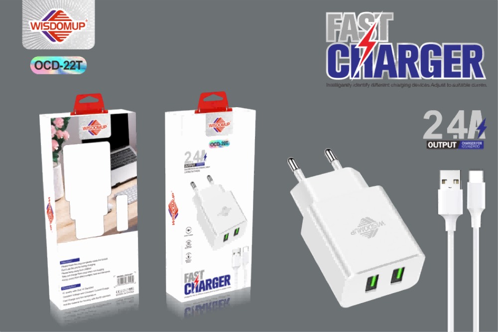 OCD-22 12W Dual USB Wall Charger with Cable