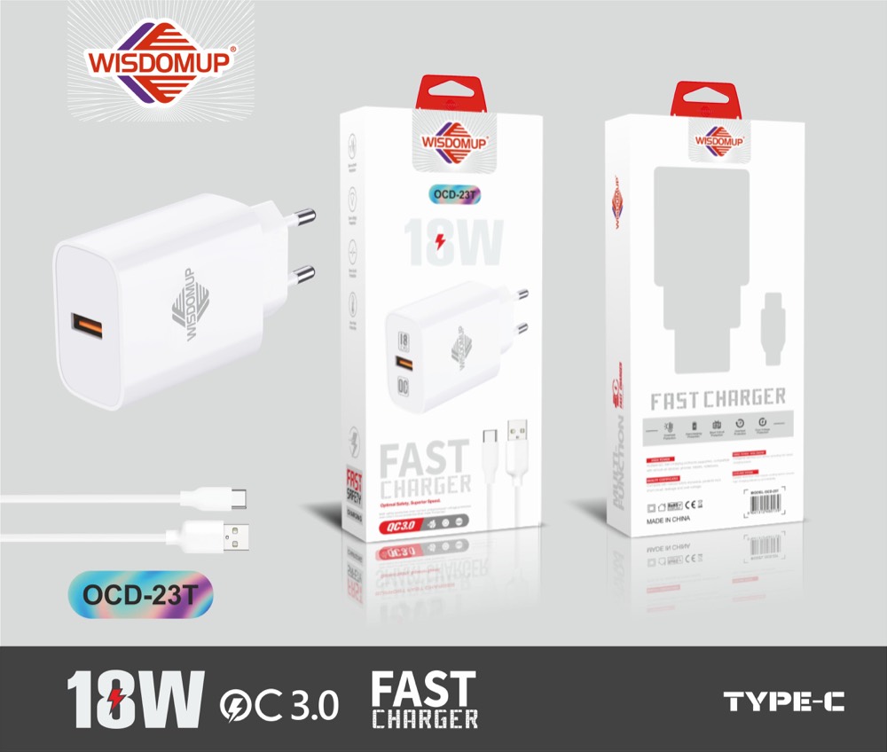 OCD-23 18W QC 3.0 Wall Charger with Cable