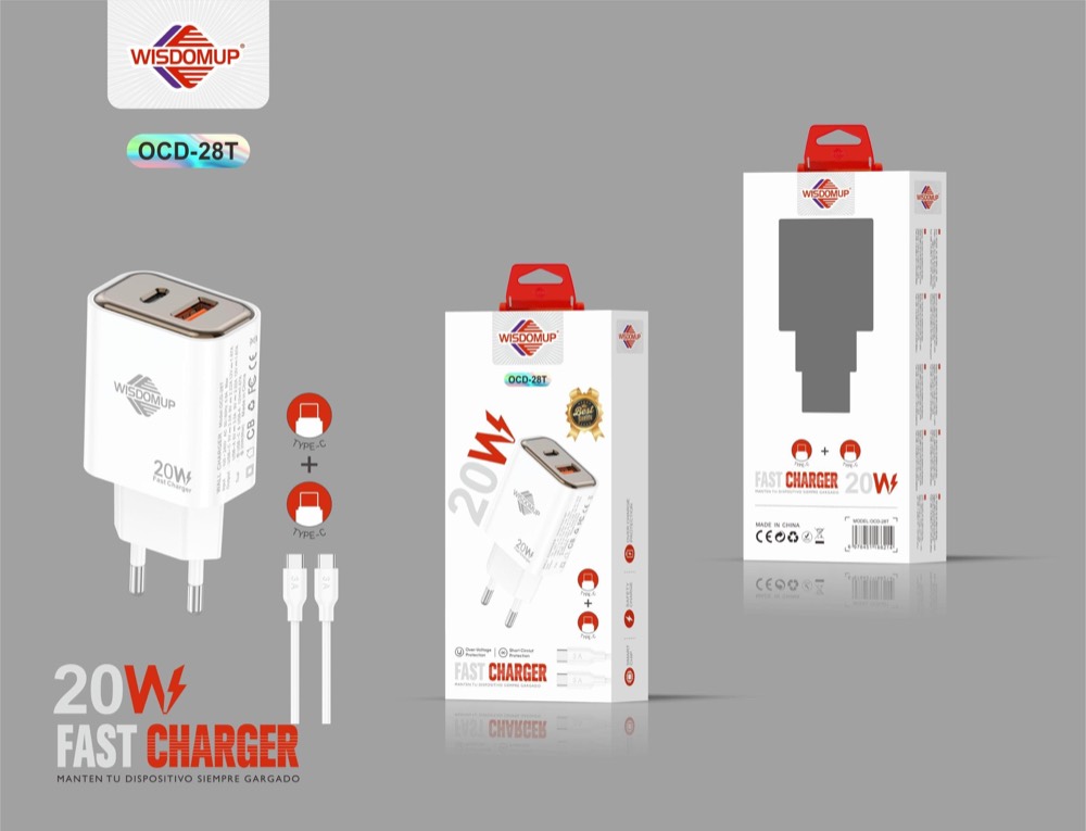 OCD-28 20W USB + USB-C Wall Charger with Cable