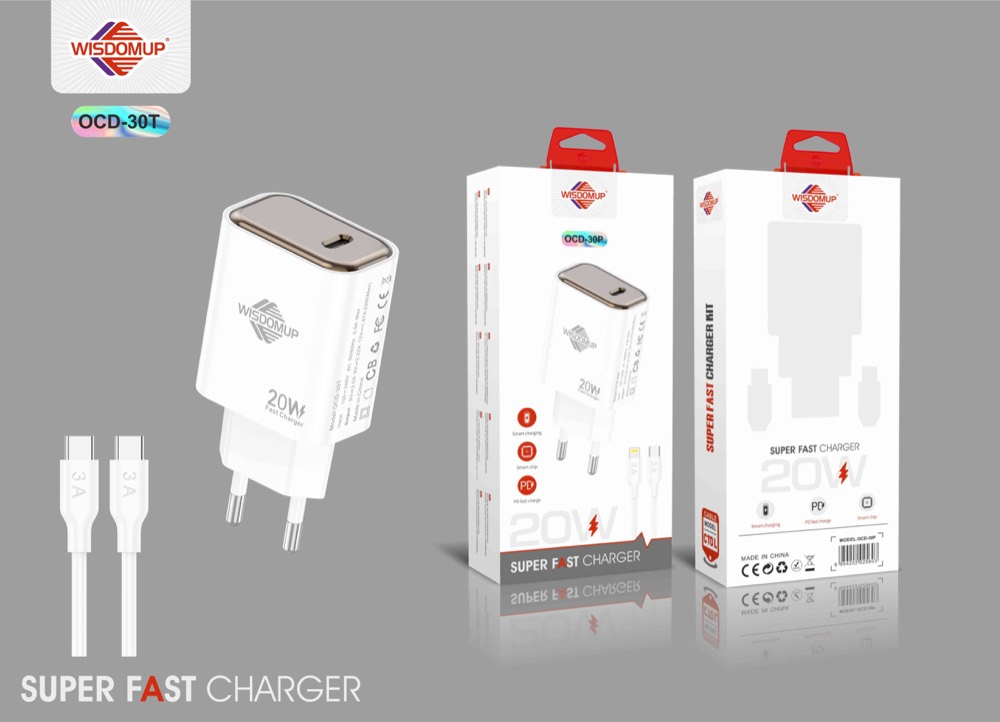 OCD-30 20W PD USB-C Wall Charger with Cable
