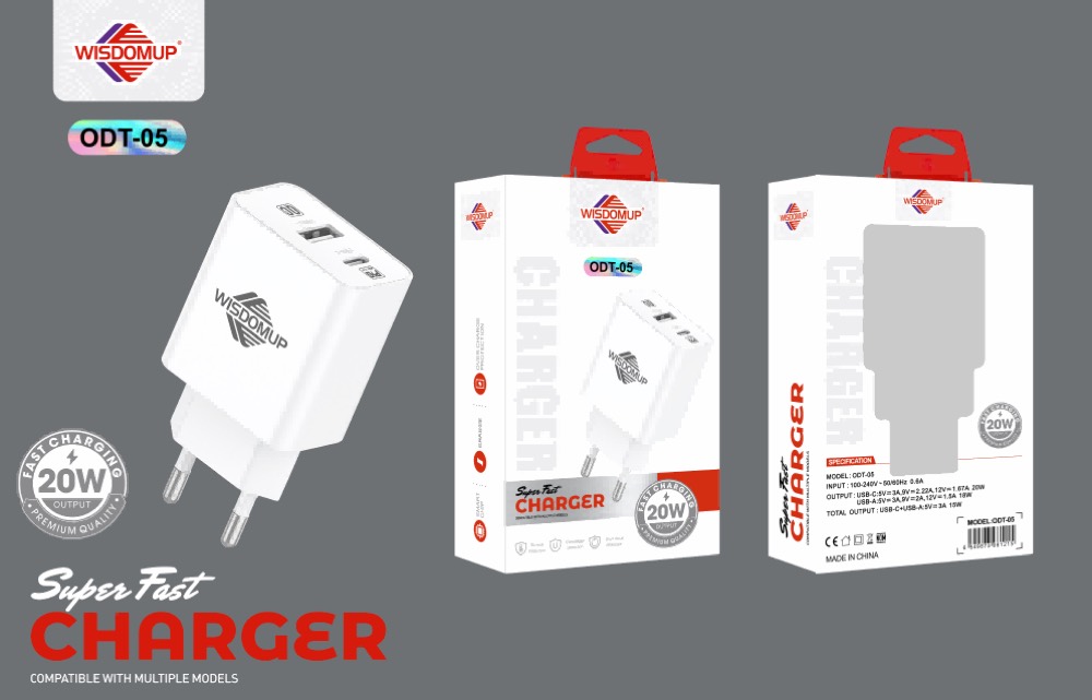 ODT-05 20W PD + 18W QC Dual Charger (Plug Only)
