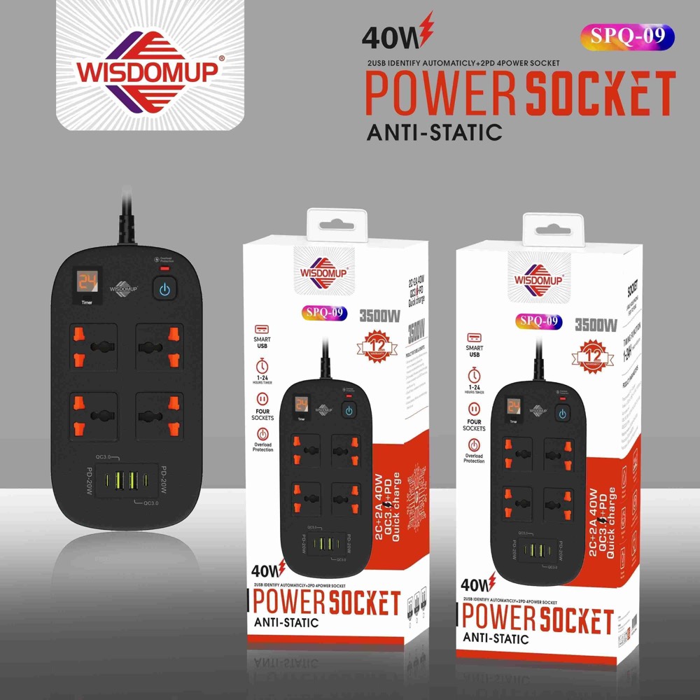 SPQ-09 4-Socket Power Strip with USB-C